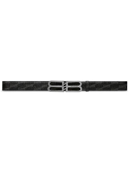 Luxury Balenciaga Trending 2025 BB Signature Monogram Canvas Leather Belt Black