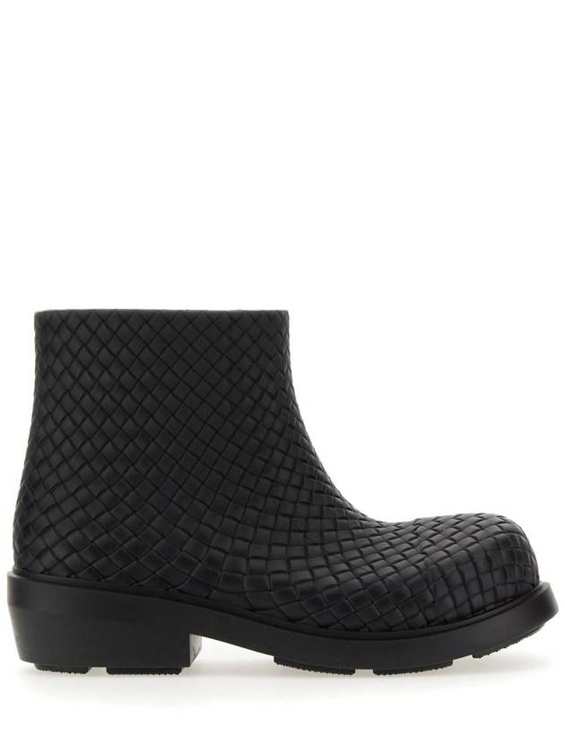 Luxury Bottega Veneta Fireman Intrecciato Leather Ankle Boots Black