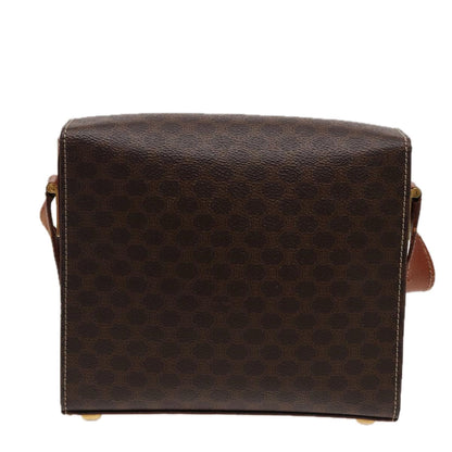 Luxury CELINE Macadam Canvas Shoulder Bag PVC Leather Brown  78221