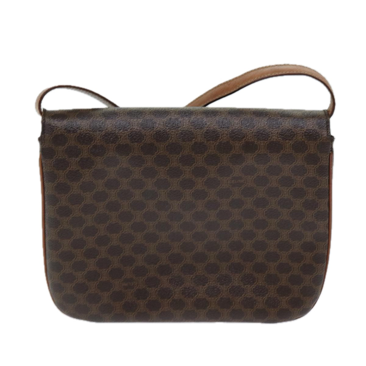 Luxury CELINE Macadam Canvas Shoulder Bag PVC Leather Brown  78222