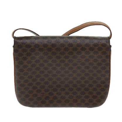 Luxury CELINE Macadam Canvas Shoulder Bag PVC Leather Brown  78222