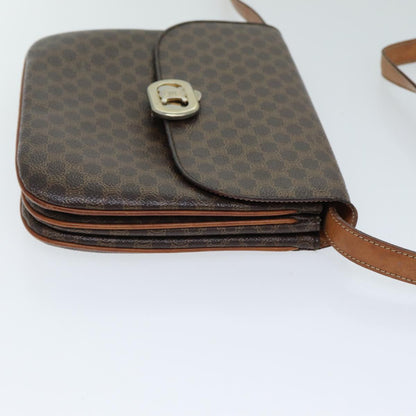 Luxury CELINE Macadam Canvas Shoulder Bag PVC Leather Brown  78222