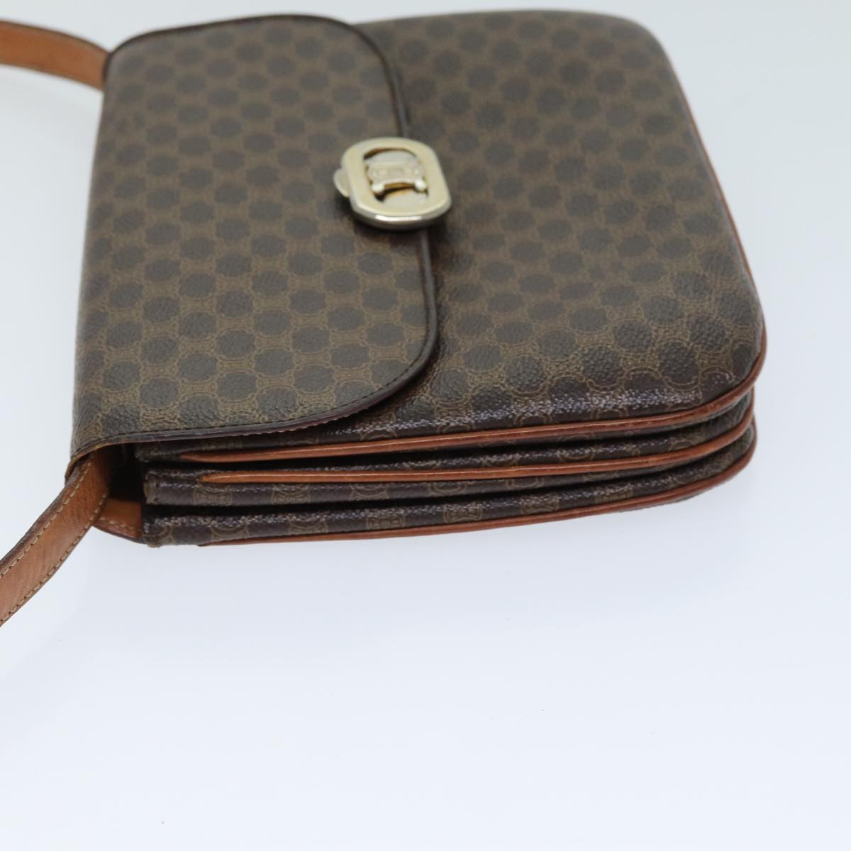 Luxury CELINE Macadam Canvas Shoulder Bag PVC Leather Brown  78222