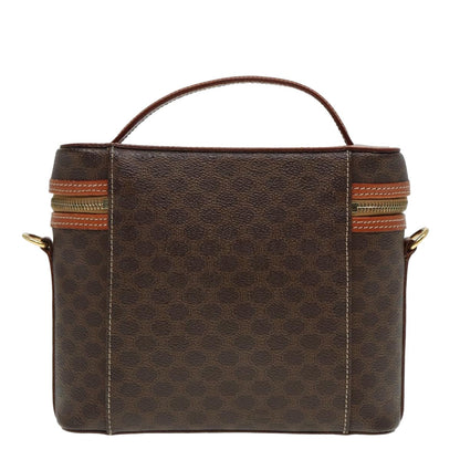 Luxury CELINE Vany Macadam Canvas Cosmetic Pouch PVC Leather 2way Brown  78225