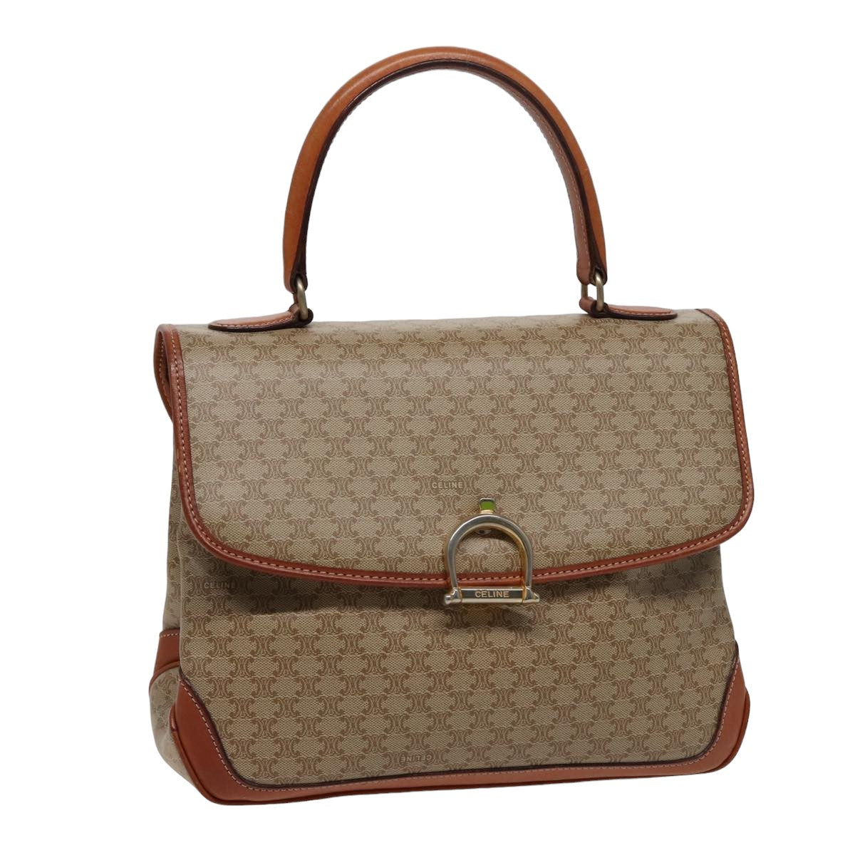 Luxury CELINE Macadam Canvas Hand Bag Beige  78226