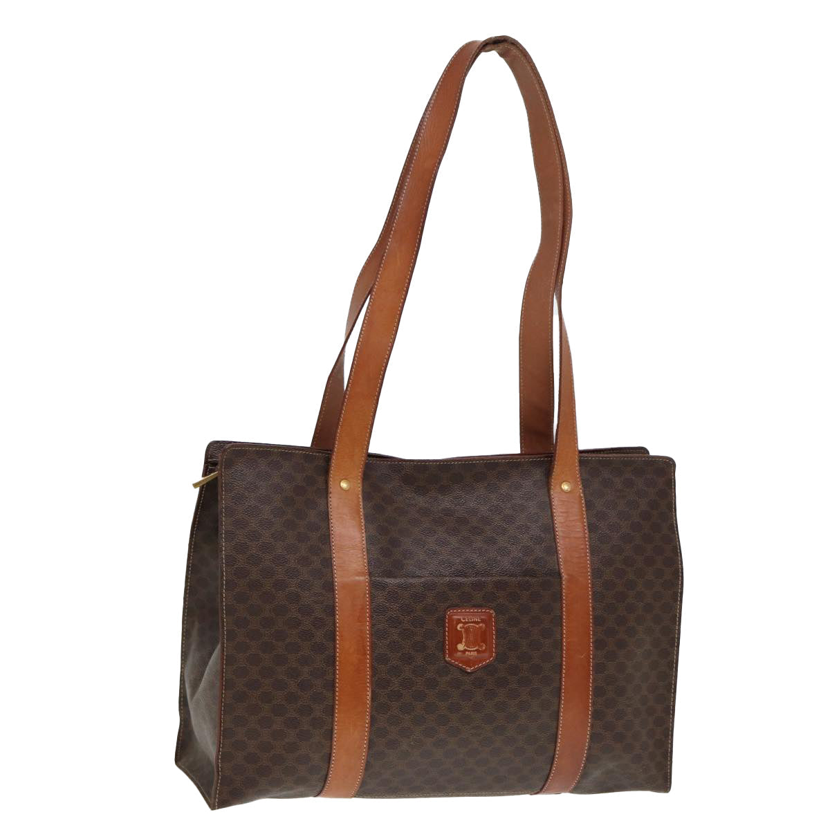 Luxury CELINE Macadam Canvas Tote Bag PVC Leather Brown  78272