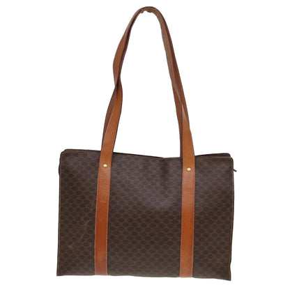 Luxury CELINE Macadam Canvas Tote Bag PVC Leather Brown  78272