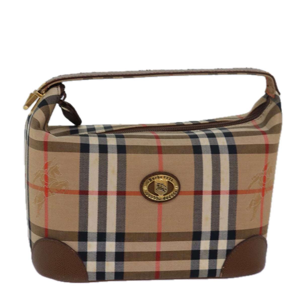 Luxury BurberrySs Nova Check Hand Bag Canvas Beige Auth 78457