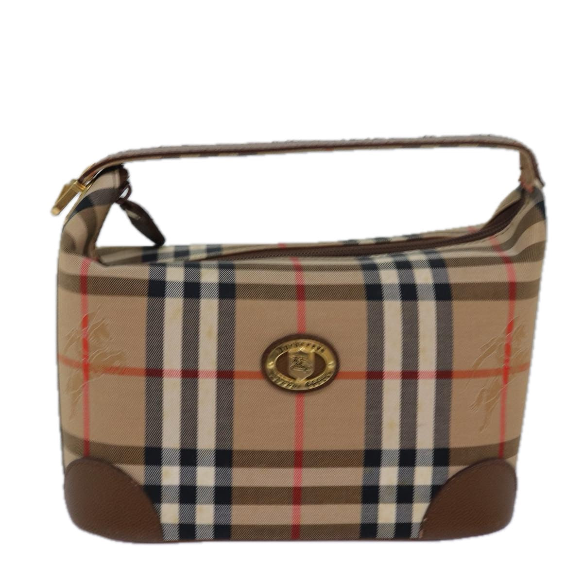 Luxury BurberrySs Nova Check Hand Bag Canvas Beige Auth 78457