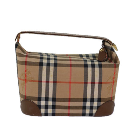 Luxury BurberrySs Nova Check Hand Bag Canvas Beige Auth 78457