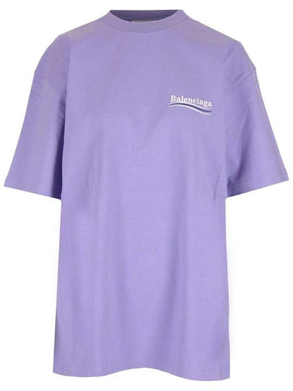 Luxury Balenciaga Trending 2025 Wave Logo Political Campaign Large Fit Short Sleeve T-Shirt Purple