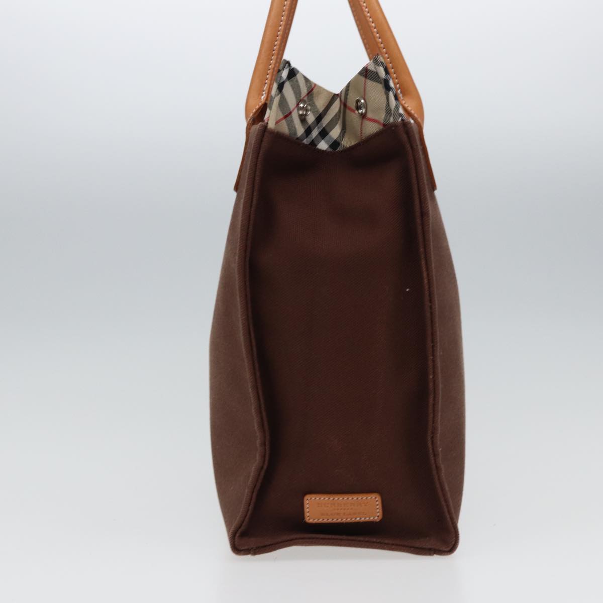 Luxury Burberry Nova Check Tote Bag Canvas Beige Brown Auth 78542