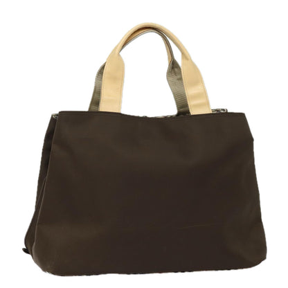 Luxury Burberry Nova Check Hand Bag Nylon Brown Auth 78543