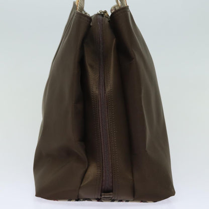 Luxury Burberry Nova Check Hand Bag Nylon Brown Auth 78543