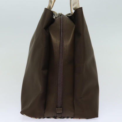 Luxury Burberry Nova Check Hand Bag Nylon Brown Auth 78543