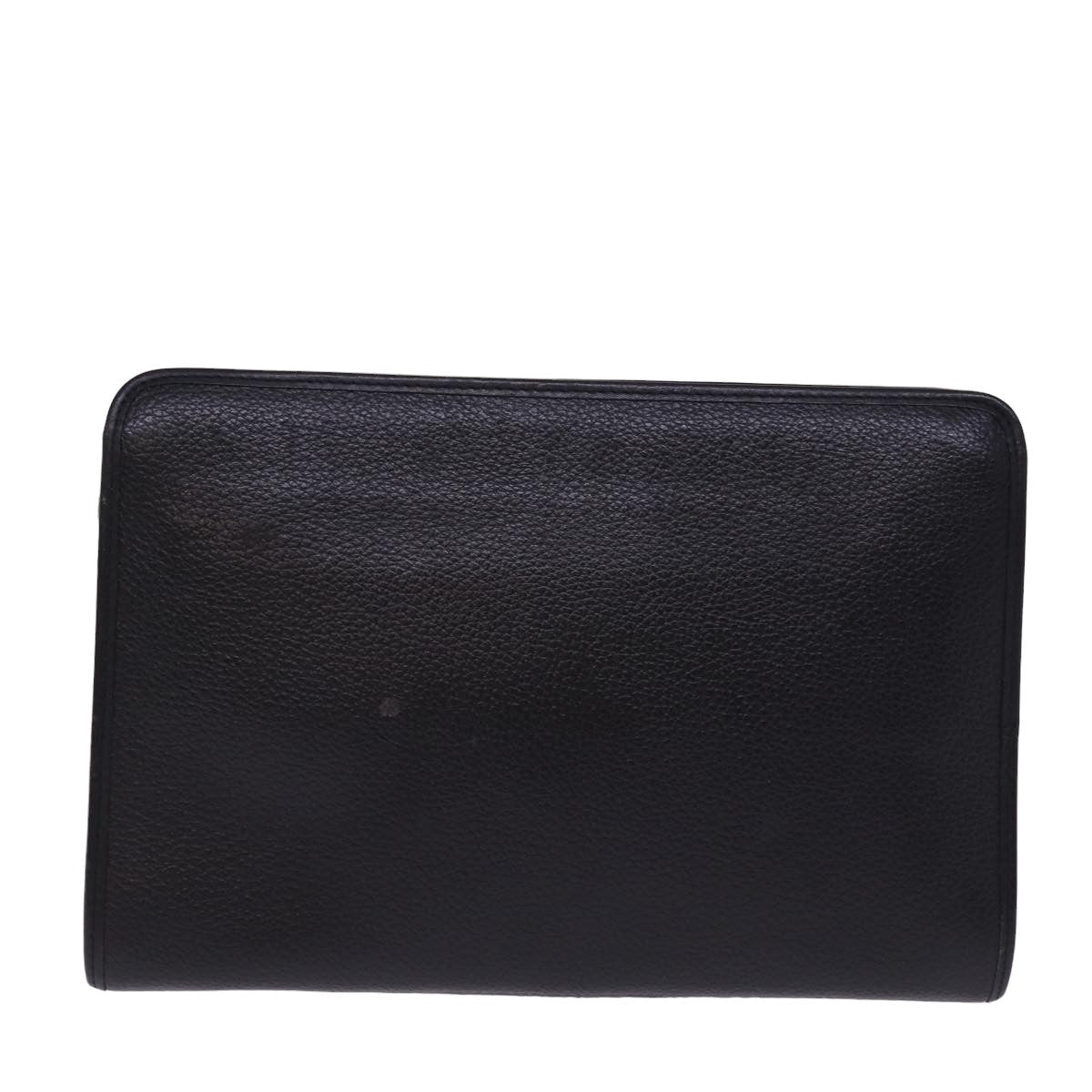 Luxury BurberrySs Clutch Bag Leather Black Auth 78604