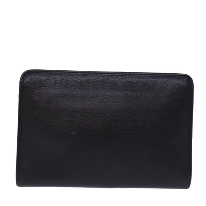 Luxury BurberrySs Clutch Bag Leather Black Auth 78604