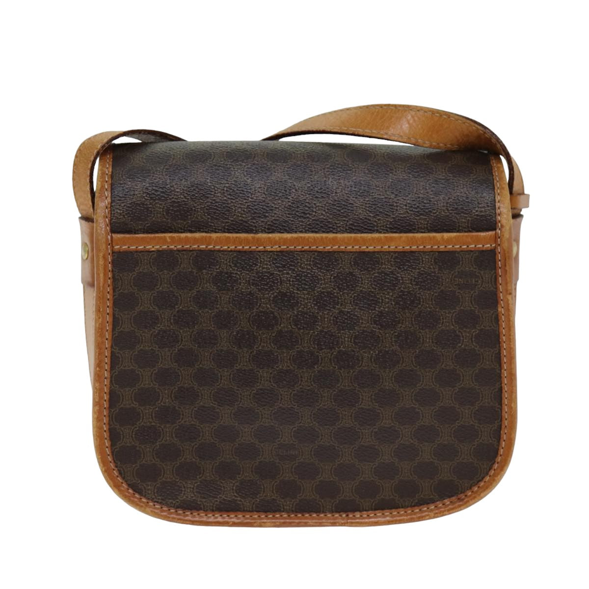 Luxury CELINE Macadam Canvas Shoulder Bag PVC Leather Brown  78765