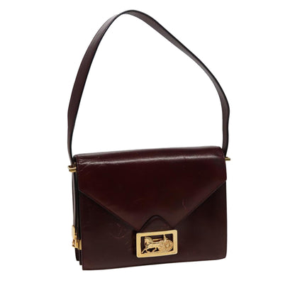 Luxury CELINE Shoulder Bag Leather Wine Red  78766