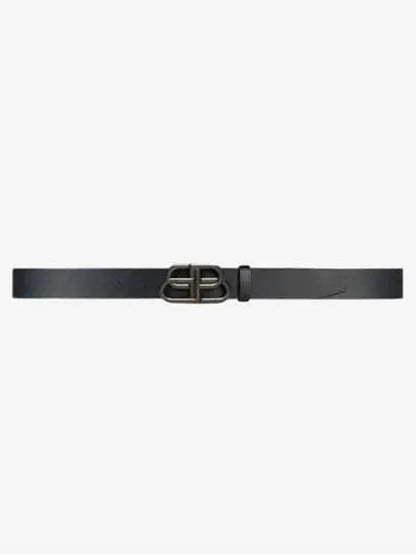 Luxury Balenciaga Trending 2025 Buckle Logo Leather Belt Black