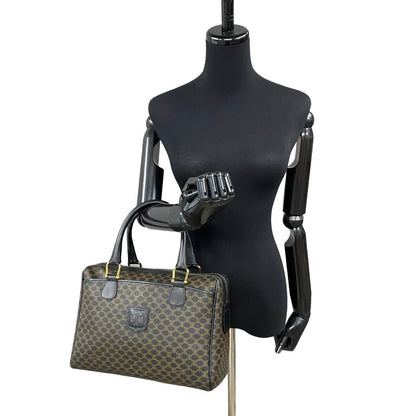 CELINE Handbag Leather, PVC black Macadam Blason Triomphe Pattern Women(Unisex)