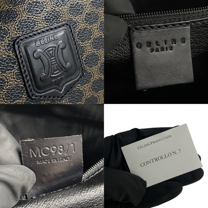 CELINE Handbag Leather, PVC black Macadam Blason Triomphe Pattern Women(Unisex)