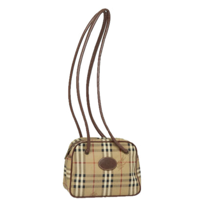 Luxury BurberrySs Nova Check Shoulder Bag PVC Leather Beige Auth 78850