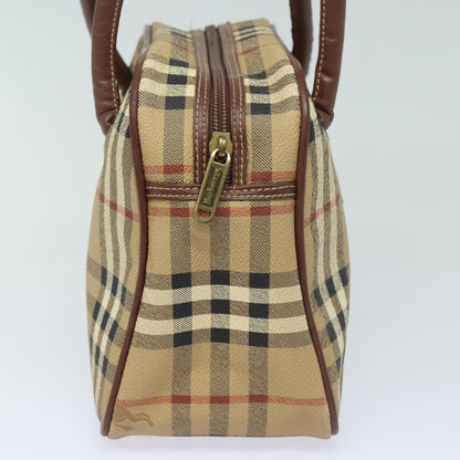 Luxury BurberrySs Nova Check Shoulder Bag PVC Leather Beige Auth 78850