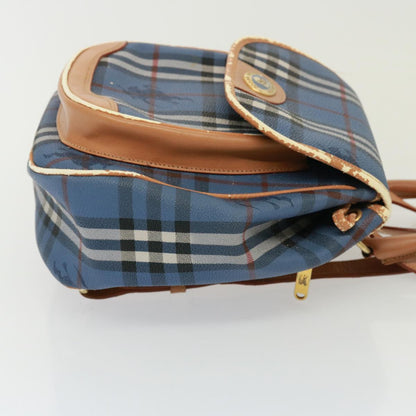 Luxury BurberrySs Nova Check Shoulder Bag PVC Leather Blue Auth 78851