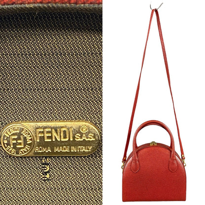 FENDI Shoulder Bag leather Red 2way Women
