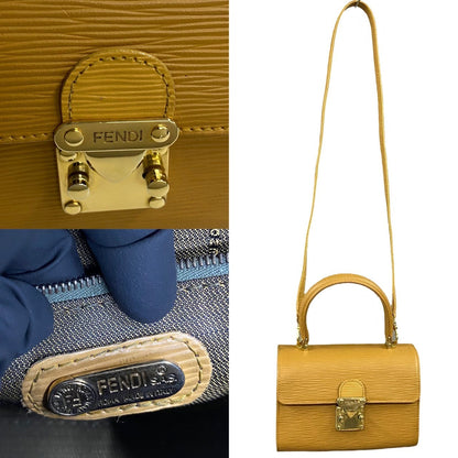 FENDI Shoulder Bag Epi Leather yellow logo Metal Women