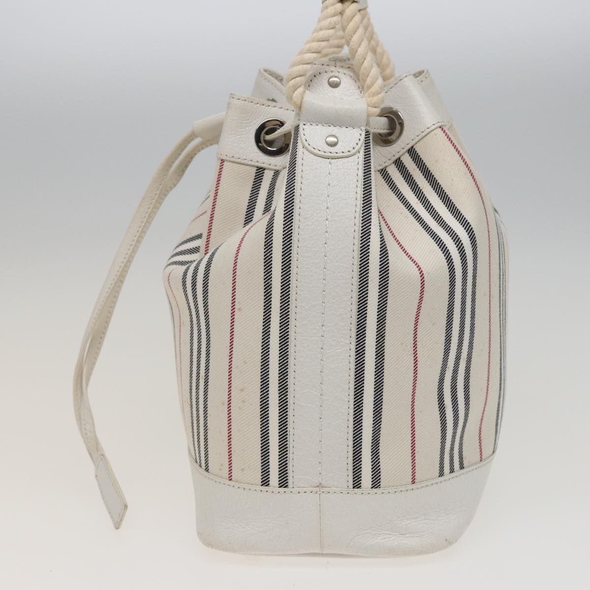 Luxury Burberry Shoulder Bag Canvas Leather White Auth 78965