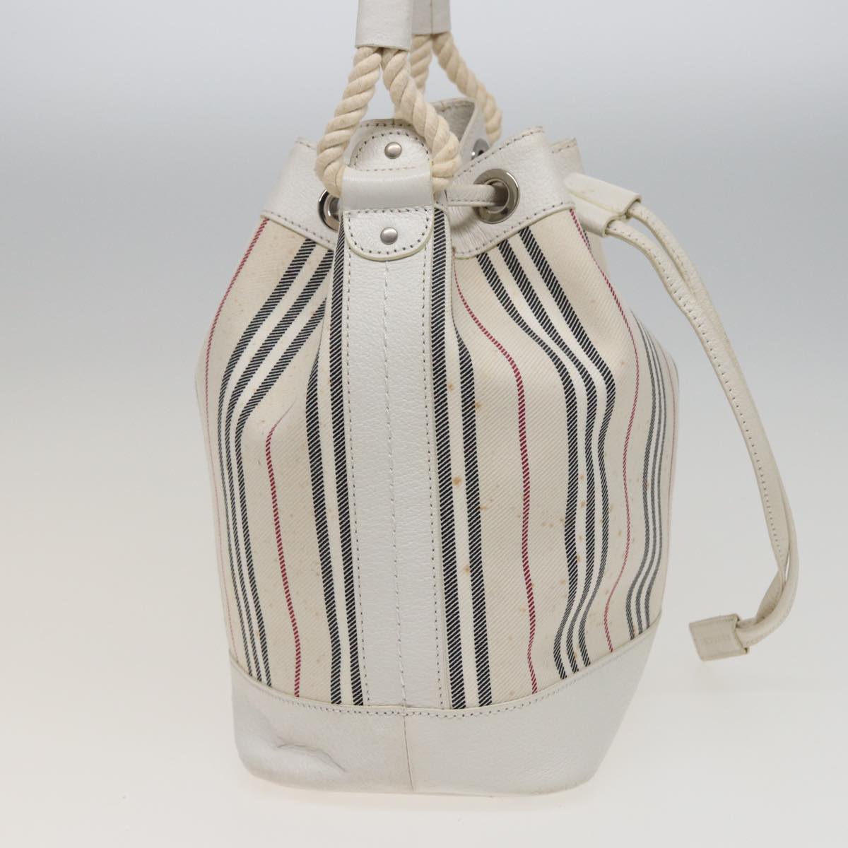 Luxury Burberry Shoulder Bag Canvas Leather White Auth 78965