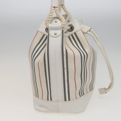 Luxury Burberry Shoulder Bag Canvas Leather White Auth 78965