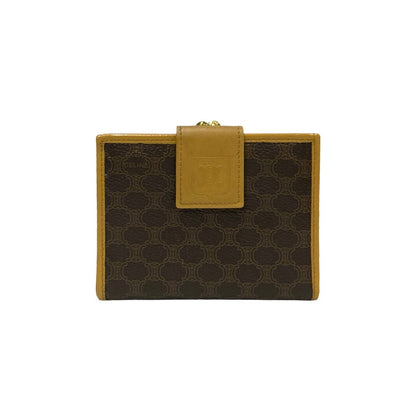 CELINE Bifold Wallet Leather, PVC Brown Macadam BlazonPattern Women(Unisex)