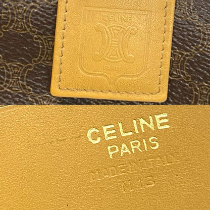 CELINE Bifold Wallet Leather, PVC Brown Macadam BlazonPattern Women(Unisex)