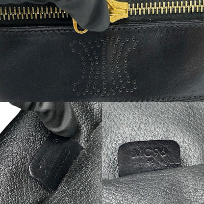CELINE Handbag Leather, PVC black Macadam Blason Triomphe Pattern Women