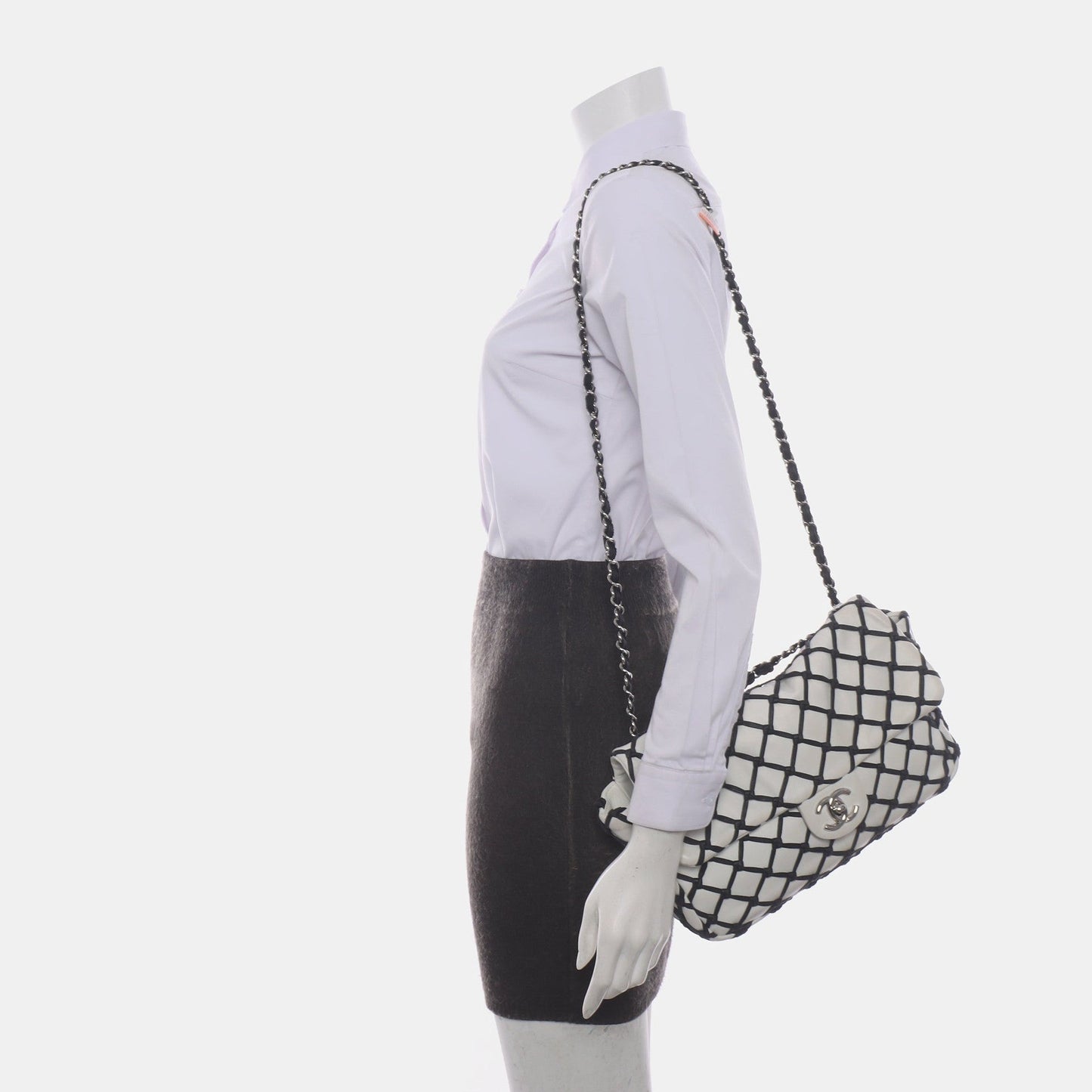 Chanel Lambskin Jumbo Canebiers Net Knots Flap White, 2011