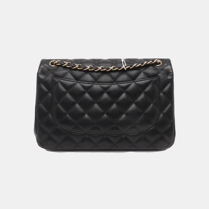 Chanel Classic Flap Jumbo Black Lambskin Leather Double Flap Gold Hardware, 2010-2011
