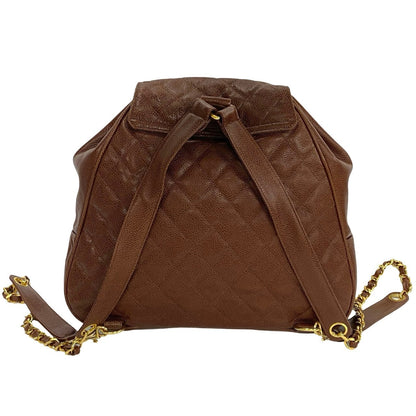 CHANEL Backpack Matt caviar skin Brown COCO Mark Matrasse Women