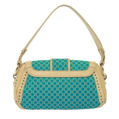 Luxury CELINE Macadam Canvas Shoulder Bag Turquoise Blue  79101