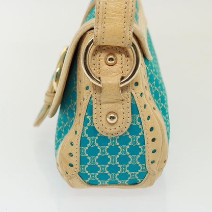 Luxury CELINE Macadam Canvas Shoulder Bag Turquoise Blue  79101