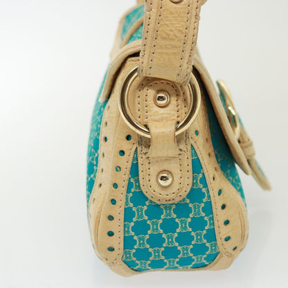 Luxury CELINE Macadam Canvas Shoulder Bag Turquoise Blue  79101