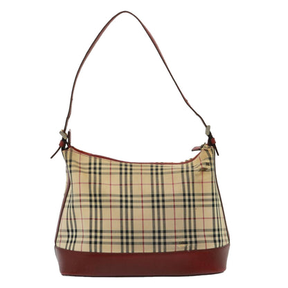Luxury Burberry Nova Check Shoulder Bag Canvas Beige Auth 79107