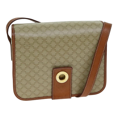 Luxury CELINE Macadam Canvas Shoulder Bag Beige  79130