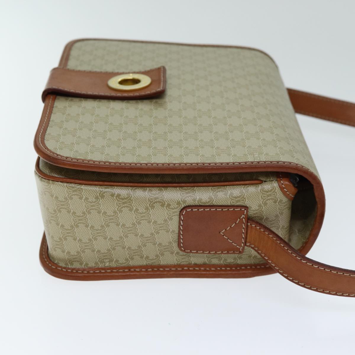 Luxury CELINE Macadam Canvas Shoulder Bag Beige  79130