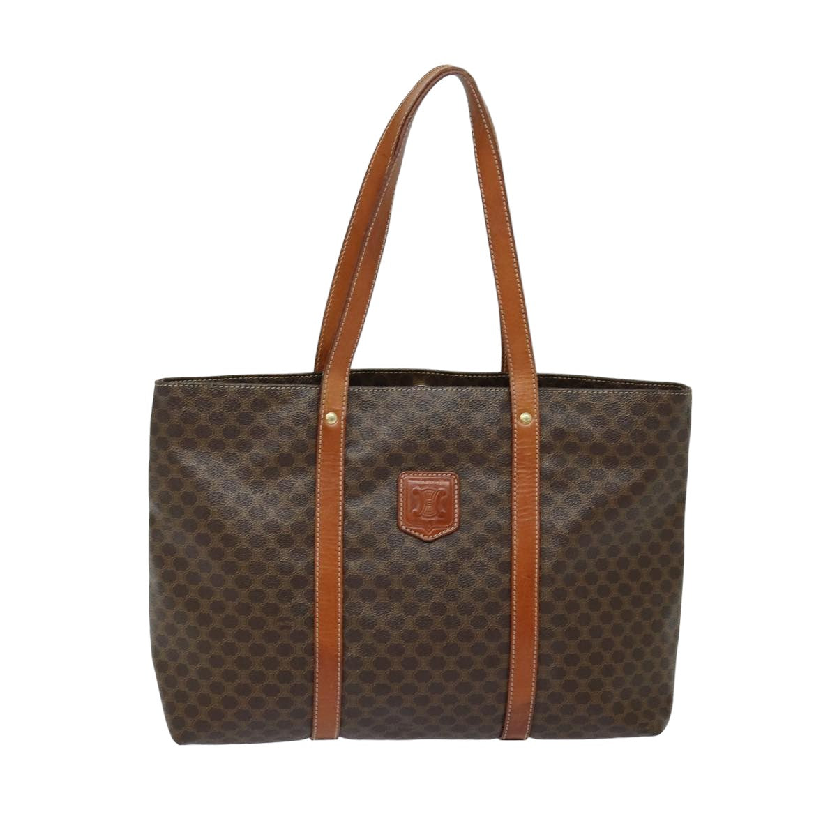 Luxury CELINE Macadam Canvas Tote Bag PVC Leather Brown  79187