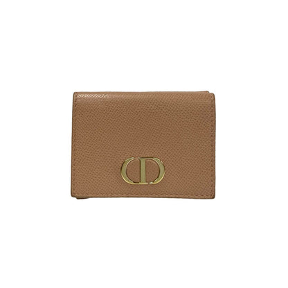 Dior Tri-fold wallet leather pink CD logo Metal Lotus wallet Women
