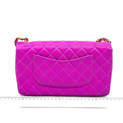Chanel Classic Flap Medium Vintage Pink Fuchsia Canvas with 24k Gold Plated Hardware
