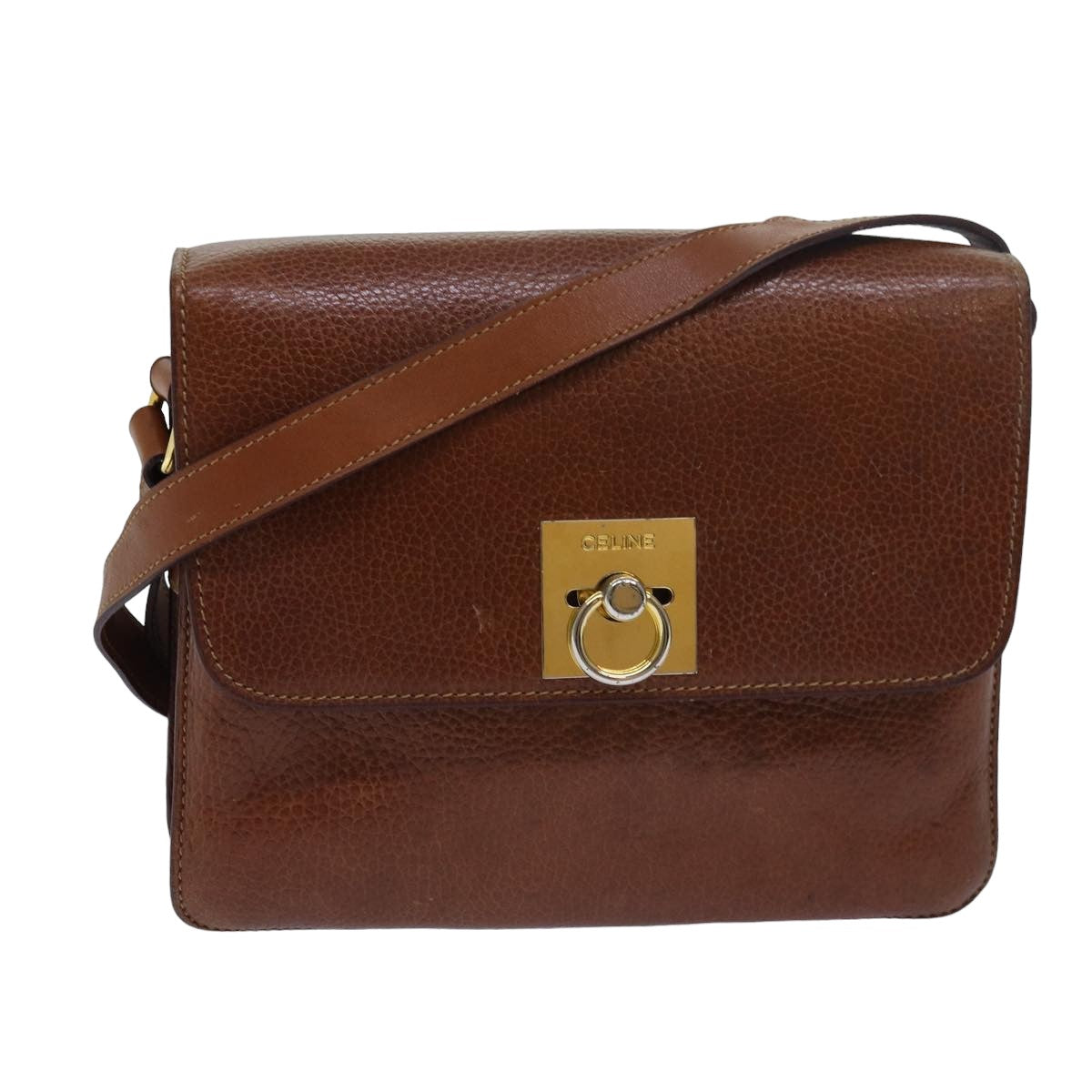 Luxury CELINE Shoulder Bag Leather Brown  79379